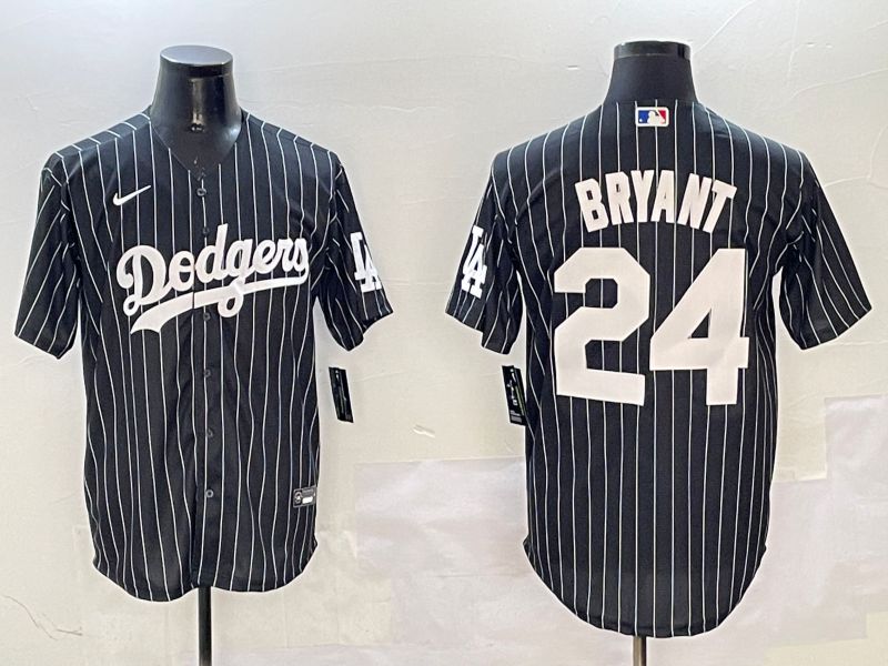 Men Los Angeles Dodgers 24 Bryant Black Stripe Jointly Name 2025 Nike MLB Jersey style 4